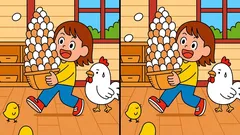 Rätsel: Finden Sie 3 Unterschiede im Bild des Mädchens mit dem Korb – in 45 Sekunden